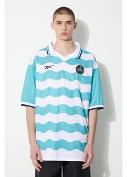 Reebok LTD polo Soccer Tee męski kolor turkusowy wzorzysty RMGB001C99FAB0014001 ze sklepu PRM w kategorii T-shirty męskie - zdjęcie 172285098