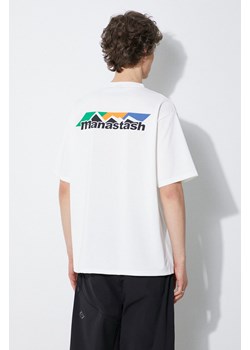 Manastash t-shirt Re:Poly Scheme Logo męski kolor biały z nadrukiem 7924134013 ze sklepu PRM w kategorii T-shirty męskie - zdjęcie 172285138
