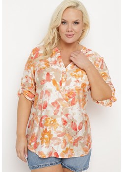 Pomarańczowa Koszula w Kwiecisty Print Zapinana na Guziki Finbia ze sklepu Born2be Odzież w kategorii Koszule damskie - zdjęcie 172287618