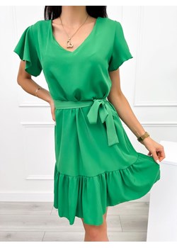 Zielona Sukienka z  Falbanką ze sklepu ModnaKiecka.pl w kategorii Sukienki - zdjęcie 172290225