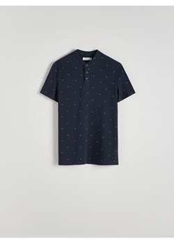 Reserved - Koszulka polo slim z niską stójką - granatowy ze sklepu Reserved w kategorii T-shirty męskie - zdjęcie 172290888