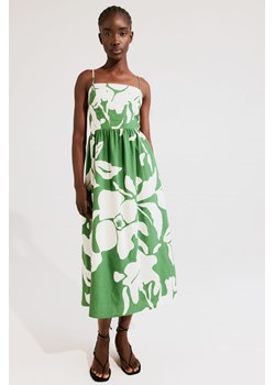 H & M - Sukienka midi z domieszką lnu - Zielony ze sklepu H&M w kategorii Sukienki - zdjęcie 172292289