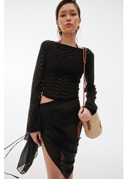 H & M - Ażurowy dzianinowy top z odkrytymi plecami - Czarny ze sklepu H&M w kategorii Bluzki damskie - zdjęcie 172292307