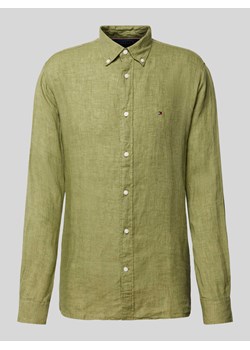 Koszula lniana o kroju regular fit z kołnierzykiem typu button down ze sklepu Peek&Cloppenburg  w kategorii Koszule męskie - zdjęcie 172292596