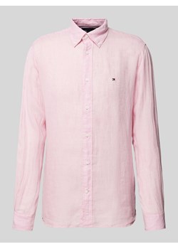 Koszula lniana o kroju regular fit z kołnierzykiem typu button down ze sklepu Peek&Cloppenburg  w kategorii Koszule męskie - zdjęcie 172292629