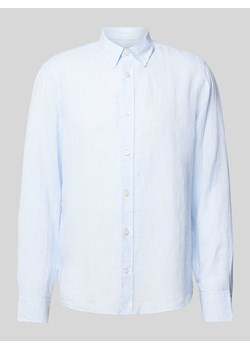 Koszula lniana o kroju slim fit z kołnierzykiem typu kent model ‘SPENSER’ ze sklepu Peek&Cloppenburg  w kategorii Koszule męskie - zdjęcie 172292747