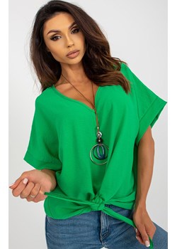 Bluzka z wiązaniem zielona DHJ-BZ-8086.10, Kolor zielony, Rozmiar uniwersalny, ITALY MODA ze sklepu Primodo w kategorii Bluzki damskie - zdjęcie 172294015