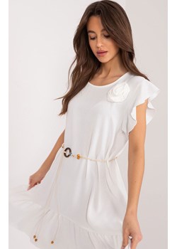 Asymetryczna sukienka z falbaną biała DHJ-SK-8921.21, Kolor biały, Rozmiar uniwersalny, ITALY MODA ze sklepu Primodo w kategorii Sukienki - zdjęcie 172294047