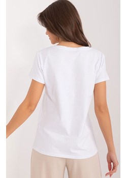 T-shirt damski z nadrukiem biało-beżowy RV-TS-9667.19, Kolor biało-beżowy, Rozmiar S/M, BASIC FEEL GOOD ze sklepu Primodo w kategorii Bluzki damskie - zdjęcie 172294085