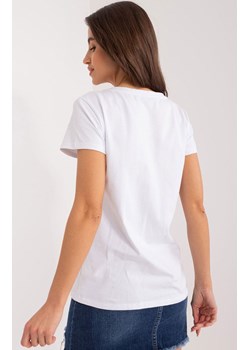 T-shirt damski z nadrukiem biało-granatowy RV-TS-9667.19, Kolor biało-granatowy, Rozmiar S/M, BASIC FEEL GOOD ze sklepu Primodo w kategorii Bluzki damskie - zdjęcie 172294089