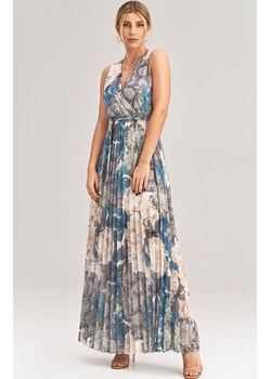 Plisowana sukienka maxi z grubymi ramiączkami M1014/175, Kolor niebiesko-szary, Rozmiar uniwersalny, Figl ze sklepu Primodo w kategorii Sukienki - zdjęcie 172294095