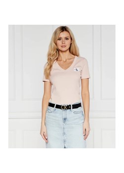 CALVIN KLEIN JEANS T-shirt WOVEN LABEL | Regular Fit ze sklepu Gomez Fashion Store w kategorii Bluzki damskie - zdjęcie 172299119