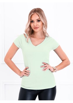 T-shirt damski basic 002SLR - limonkowy ze sklepu Edoti w kategorii Bluzki damskie - zdjęcie 172299478