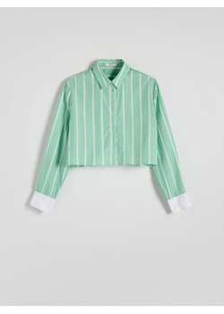 Reserved - Krótka koszula z lyocellem - jasnozielony ze sklepu Reserved w kategorii Koszule damskie - zdjęcie 172301057