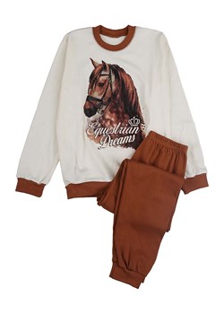 Dziewczęca beżowa piżama z nadrukiem konia Tup Tup ze sklepu 5.10.15 w kategorii Piżamy dziecięce - zdjęcie 172301917