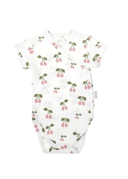 Kopertowe body dziewczęce z krótkim rękawem w wisienki ze sklepu 5.10.15 w kategorii Body niemowlęce - zdjęcie 172301968