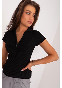 Prążkowana bluzka z zamkiem czarna ze sklepu 5.10.15 w kategorii Bluzki damskie - zdjęcie 172302029