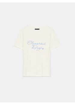 Mohito - T-shirt z napisem - kremowy ze sklepu Mohito w kategorii Bluzki damskie - zdjęcie 172302825