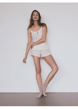 Reserved - Dwuczęściowa piżama z bawełny - złamana biel ze sklepu Reserved w kategorii Piżamy damskie - zdjęcie 172303338