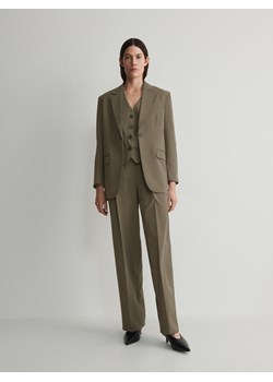 Reserved - Szerokie spodnie z wiskozą - zielony ze sklepu Reserved w kategorii Spodnie damskie - zdjęcie 172303455