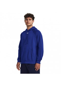 Męska bluza dresowa nierozpinana z kapturem Under Armour UA Rival Fleece Hoodie - niebieska ze sklepu Sportstylestory.com w kategorii Bluzy męskie - zdjęcie 172304678
