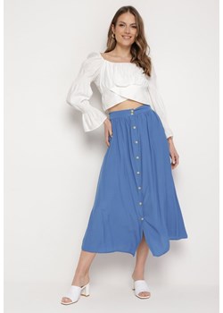 Niebieska Spódnica Maxi z Guzikami i Gumką w Pasie Aurorsa ze sklepu Born2be Odzież w kategorii Spódnice - zdjęcie 172305209