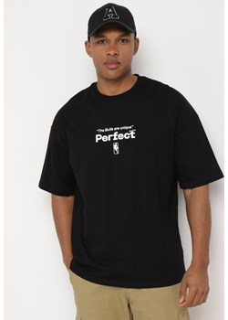 Czarna Bawełniana Koszulka T-shirt z Krótkim Rękawem Ozdobiony Nadrukami Citara ze sklepu Born2be Odzież w kategorii T-shirty męskie - zdjęcie 172305288