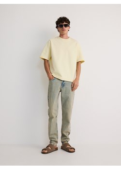 Reserved - Gładki T-shirt boxy - jasnożółty ze sklepu Reserved w kategorii T-shirty męskie - zdjęcie 172306488