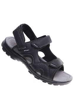 Czarne męskie sandały na rzepy /D3-3 16153 S435/ ze sklepu Pantofelek24.pl w kategorii Sandały męskie - zdjęcie 172307826