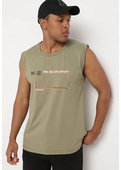 Ciemnozielona Bawełniana Koszulka bez Rękawów z Nadrukiem Acacilla ze sklepu Born2be Odzież w kategorii Podkoszulki męskie - zdjęcie 172308396