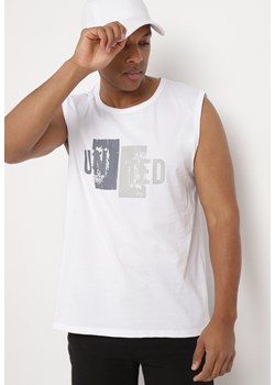 Biała Koszulka bez Rękawów z Nadrukiem na Przodzie Yanesh ze sklepu Born2be Odzież w kategorii Podkoszulki męskie - zdjęcie 172308407