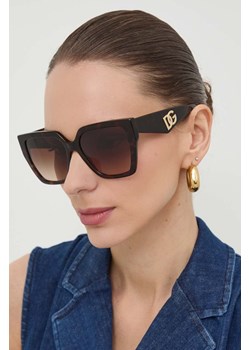 Dolce &amp; Gabbana okulary przeciwsłoneczne damskie kolor brązowy 0DG4438 ze sklepu ANSWEAR.com w kategorii Okulary przeciwsłoneczne damskie - zdjęcie 172308748