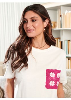 Sinsay - Koszulka bawełniana - kremowy ze sklepu Sinsay w kategorii Bluzki damskie - zdjęcie 172312376