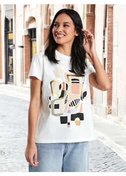 Sinsay - Koszulka z nadrukiem - kremowy ze sklepu Sinsay w kategorii Bluzki damskie - zdjęcie 172312398
