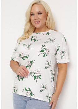 Biały T-shirt Koszulka z Krótkim Rękawem w Kwiaty Henubia ze sklepu Born2be Odzież w kategorii Bluzki damskie - zdjęcie 172313177