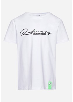 Biała Koszulka T-shirt z Napisem z Przodu z Elastycznej Bawełny Orgalia ze sklepu Born2be Odzież w kategorii T-shirty chłopięce - zdjęcie 172313428