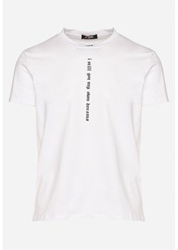 Biała Bawełniana Koszulka T-Shirt z Krótkim Rękawem i Nadrukiem Trinalia ze sklepu Born2be Odzież w kategorii T-shirty męskie - zdjęcie 172313486