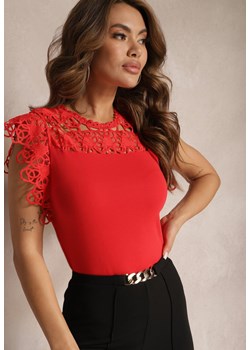 Czerwona Bawełniana Bluzka z Koronkową Wstawką Vinerba ze sklepu Renee odzież w kategorii Bluzki damskie - zdjęcie 172313548
