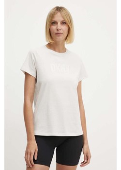 Dkny t-shirt bawełniany damski kolor beżowy DP4T9672 ze sklepu ANSWEAR.com w kategorii Bluzki damskie - zdjęcie 172314627