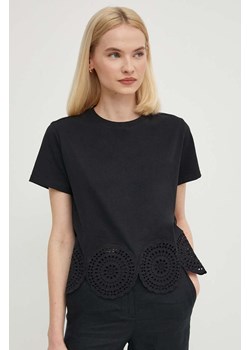 Sisley t-shirt bawełniany damski kolor czarny ze sklepu ANSWEAR.com w kategorii Bluzki damskie - zdjęcie 172314695