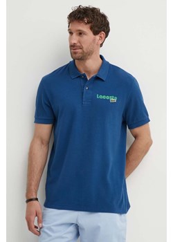 Lacoste polo bawełniane kolor niebieski z nadrukiem ze sklepu ANSWEAR.com w kategorii T-shirty męskie - zdjęcie 172315065