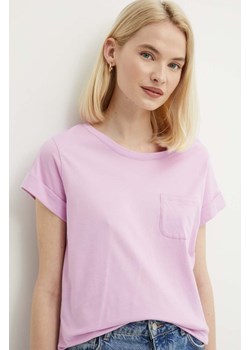 Sisley t-shirt bawełniany damski kolor różowy ze sklepu ANSWEAR.com w kategorii Bluzki damskie - zdjęcie 172315235