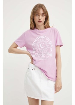 Vans t-shirt bawełniany damski kolor fioletowy ze sklepu ANSWEAR.com w kategorii Bluzki damskie - zdjęcie 172315267