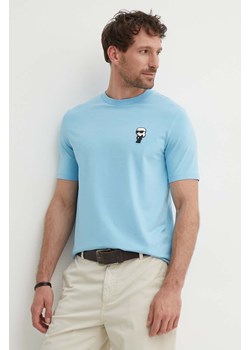 Karl Lagerfeld t-shirt męski kolor niebieski z aplikacją 542221.755027 ze sklepu ANSWEAR.com w kategorii T-shirty męskie - zdjęcie 172315437