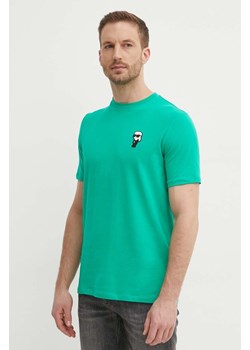 Karl Lagerfeld t-shirt męski kolor zielony z aplikacją 542221.755027 ze sklepu ANSWEAR.com w kategorii T-shirty męskie - zdjęcie 172315447