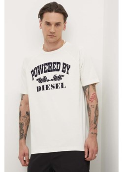 Diesel t-shirt bawełniany T-RUST męski kolor beżowy z aplikacją A13280.0DQAU ze sklepu ANSWEAR.com w kategorii T-shirty męskie - zdjęcie 172315457