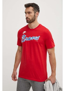 Nike t-shirt bawełniany Atlanta Braves męski kolor czerwony z nadrukiem ze sklepu ANSWEAR.com w kategorii T-shirty męskie - zdjęcie 172315529