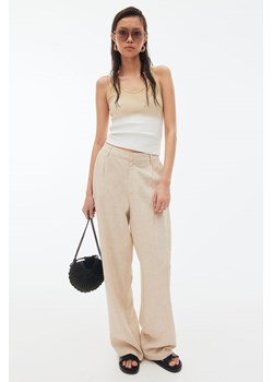 H & M - Eleganckie spodnie z domieszką lnu - Beżowy ze sklepu H&M w kategorii Spodnie damskie - zdjęcie 172315767