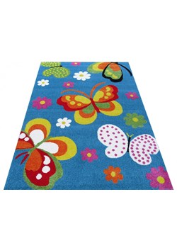 Niebieski dywan dziecięcy w motylki - Mexi ze sklepu Edinos.pl w kategorii Tekstylia dziecięce - zdjęcie 172320219