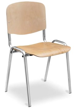 Chromowane krzesło konferencyjne z drewnianym siedziskiem - Eron 4X ze sklepu Edinos.pl w kategorii Krzesła - zdjęcie 172322766